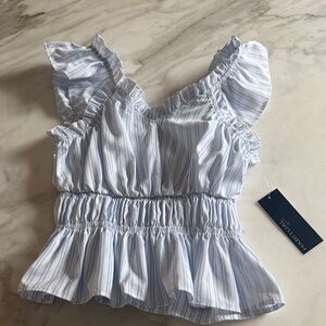 Habitual girl Blue Striped Ruffled Top